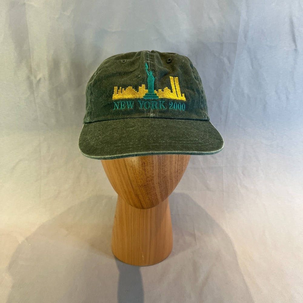 Mega Cap Inc New York 2000 Baseball Hat Unisex Green Cotton Embroidery Strapback